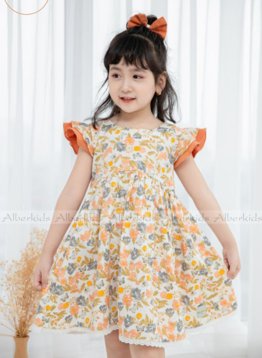 [Tặng nơ xinh kẹp tóc]Váy sát nách cho bé gái Elisa dress họa tiết hoa to Cho Bé Gái 1-10 Tuổi [V7]