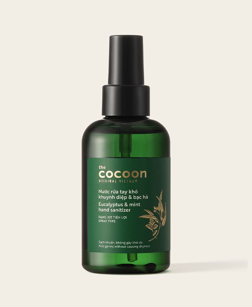 Nước xịt rửa tay khô Khuynh Diệp &amp; Bạc Hà Cocoon 140ml sạch khuẩn, không gây khô da thuần chay