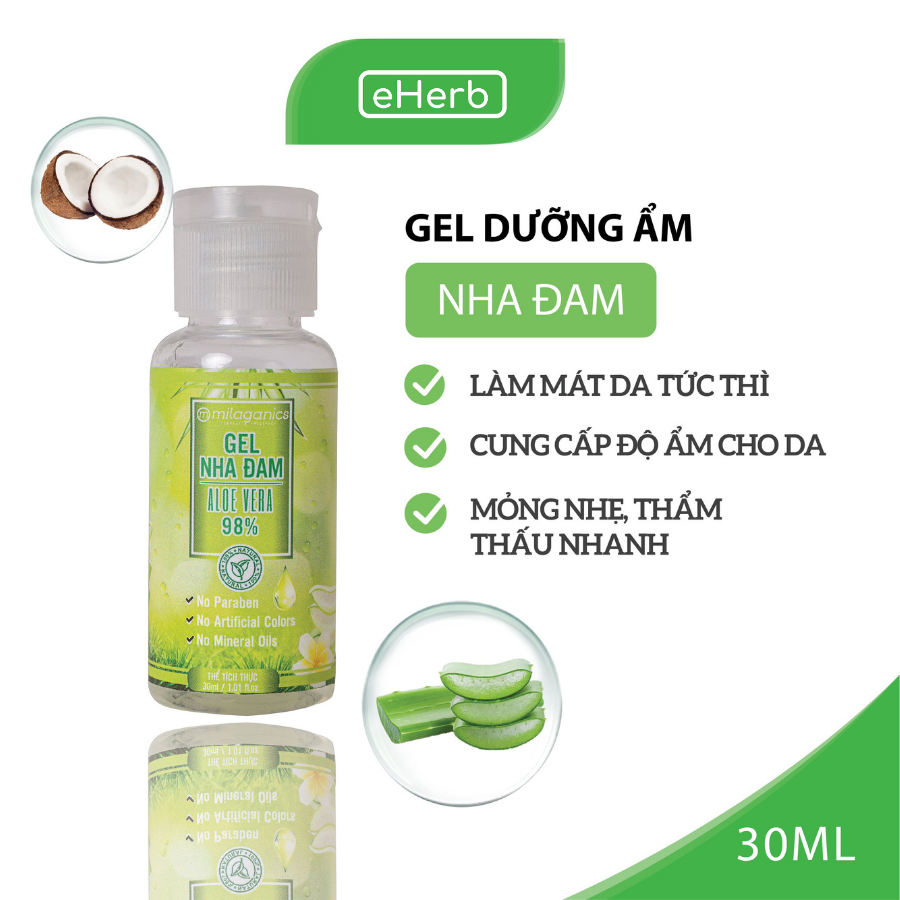 Gel Nha Đam Dưỡng Ẩm Đa Năng &amp; Làm Mềm Da Từ Nha Đam Tươi MILAGANICS 30ml (Chai)