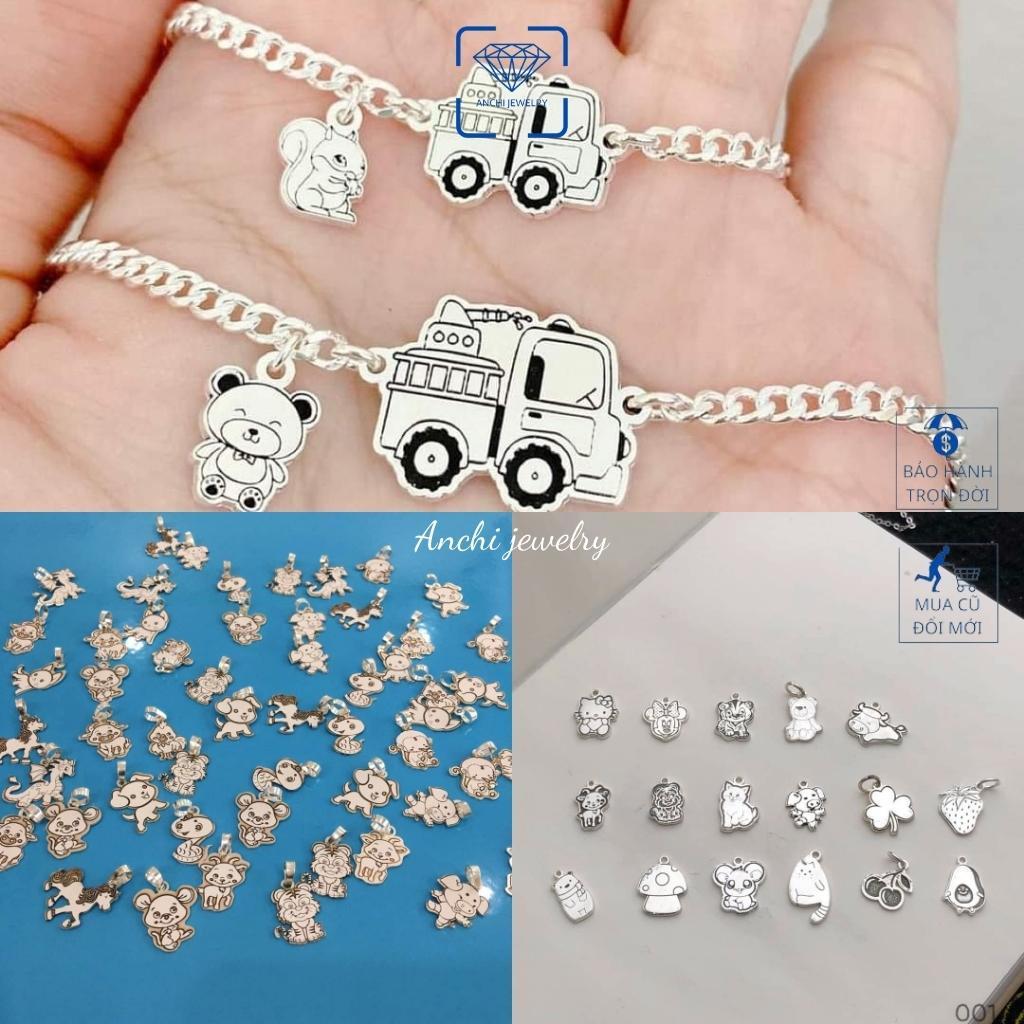 Charm bạc mix vòng/ lắc tay chân cho bé, charm 12 con giáp nhân vật hoạt hình ngộ nghình bạc ta nguyên chất.