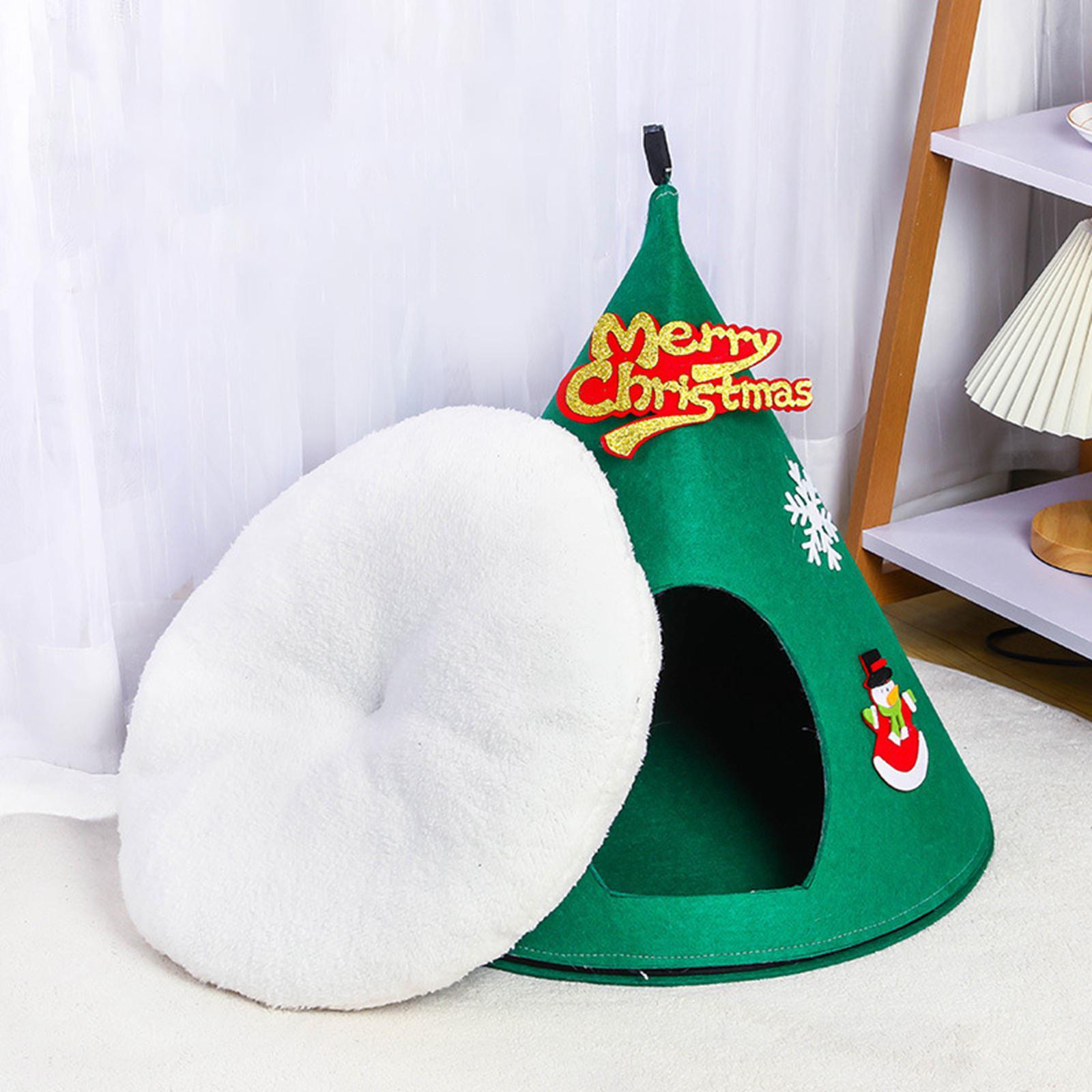 Christmas Cat Sleeping Bed Cat Mat Kitten Cave Bed Kennel Cat House Pet Bed