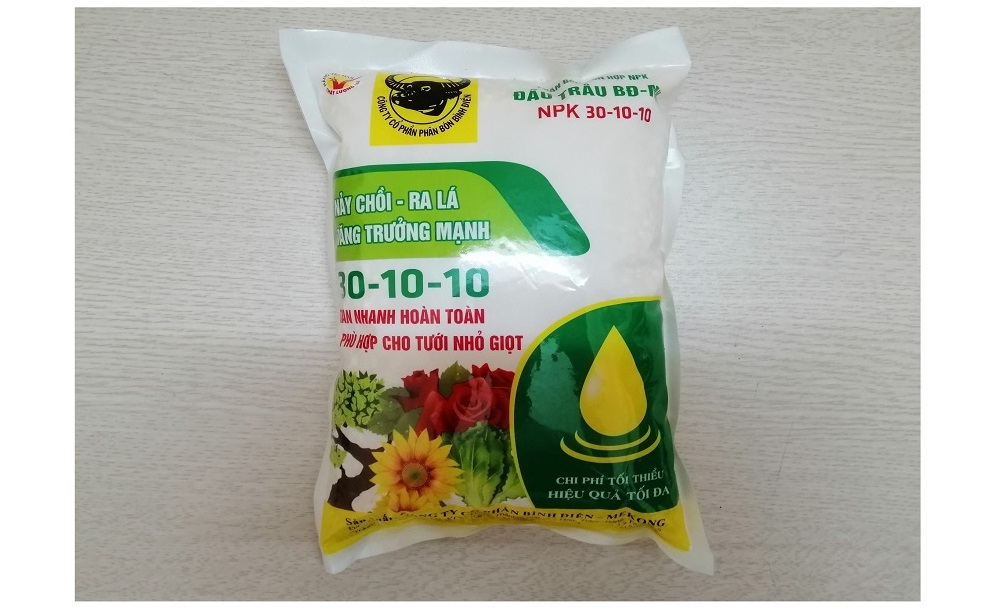 COMBO PHÂN BÓN HỖN HỢP ĐẦU TRÂU BĐ-MK NPK 30-10-10 NẢY CHỒI, RA LÁ GÓI 1KG + PHÂN BÓN ĐẦU TRÂU BĐ-MK 15-7-17+TE CHUYÊN HOA CÂY CẢNH, NHIỀU HOA, ĐẸP HOA GÓI 1KG