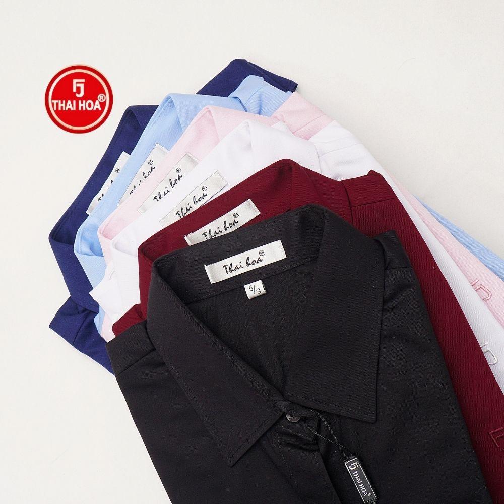 Áo sơ mi nữ Thái Hòa vải cotton thoáng mát màu trắng N047-01-01