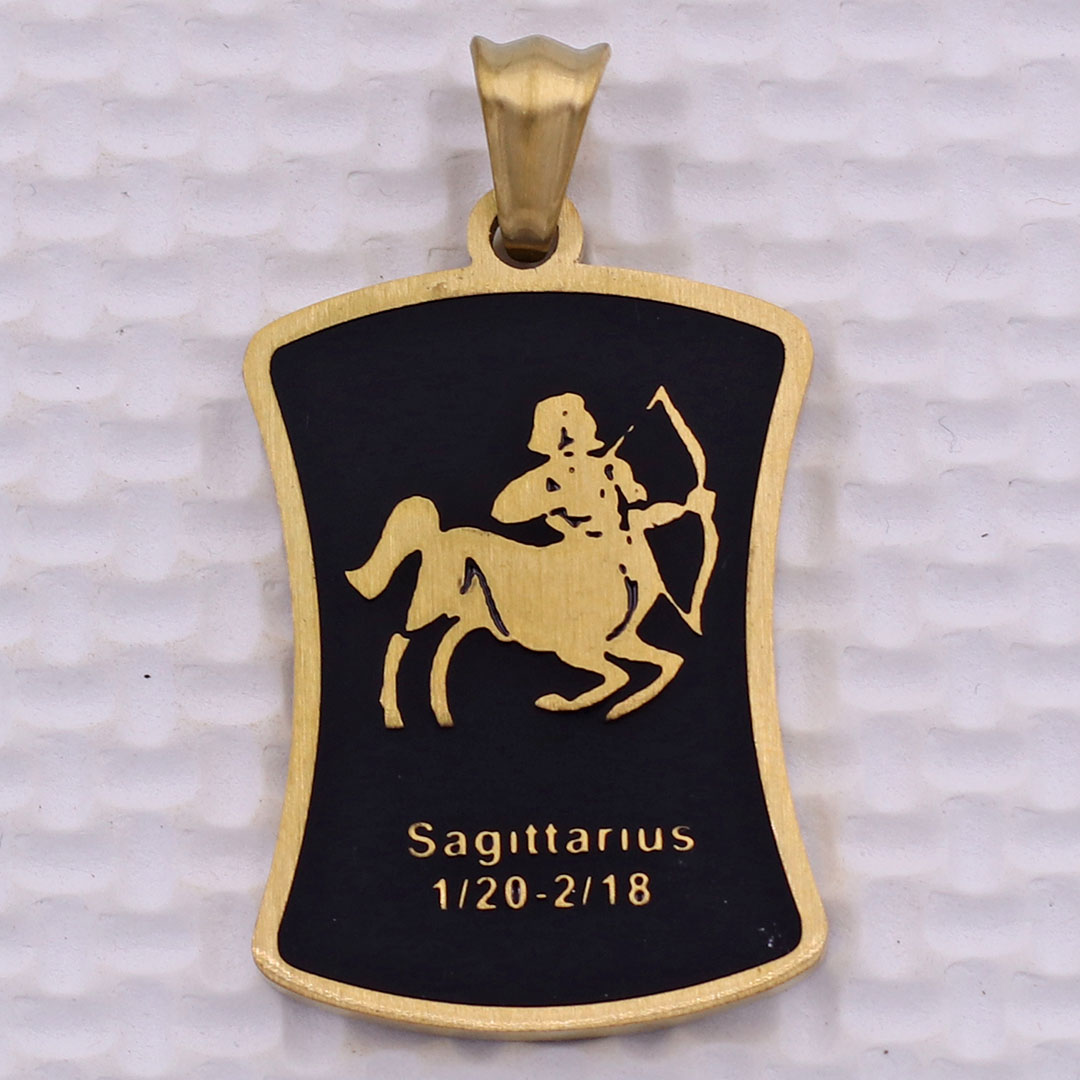 Mặt dây chuyền cung Nhân Mã - Sagittarius inox vàng kèm móc inox vàng, Cung hoàng đạo