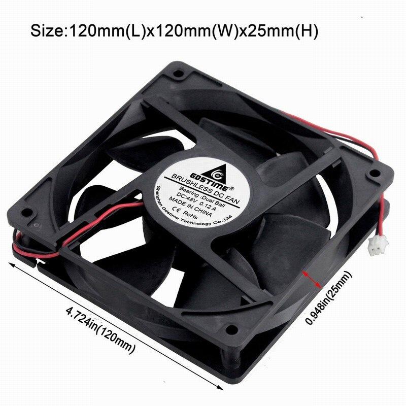 1Pieces Gdstime DC 48V Dual Ball 0.11A 11cm 11mm x 11mm Brushless Machine Case Cooler 11*11*11mm Cooling Fan 11MM