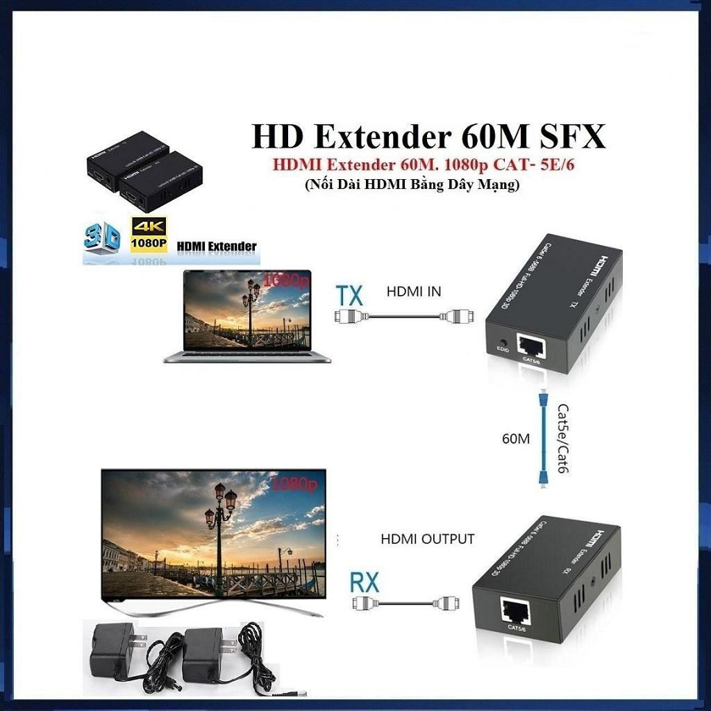 HD Extender 60M SFX - Nối Dài HDMI bằng Dây LAN 60m - Extender 60M