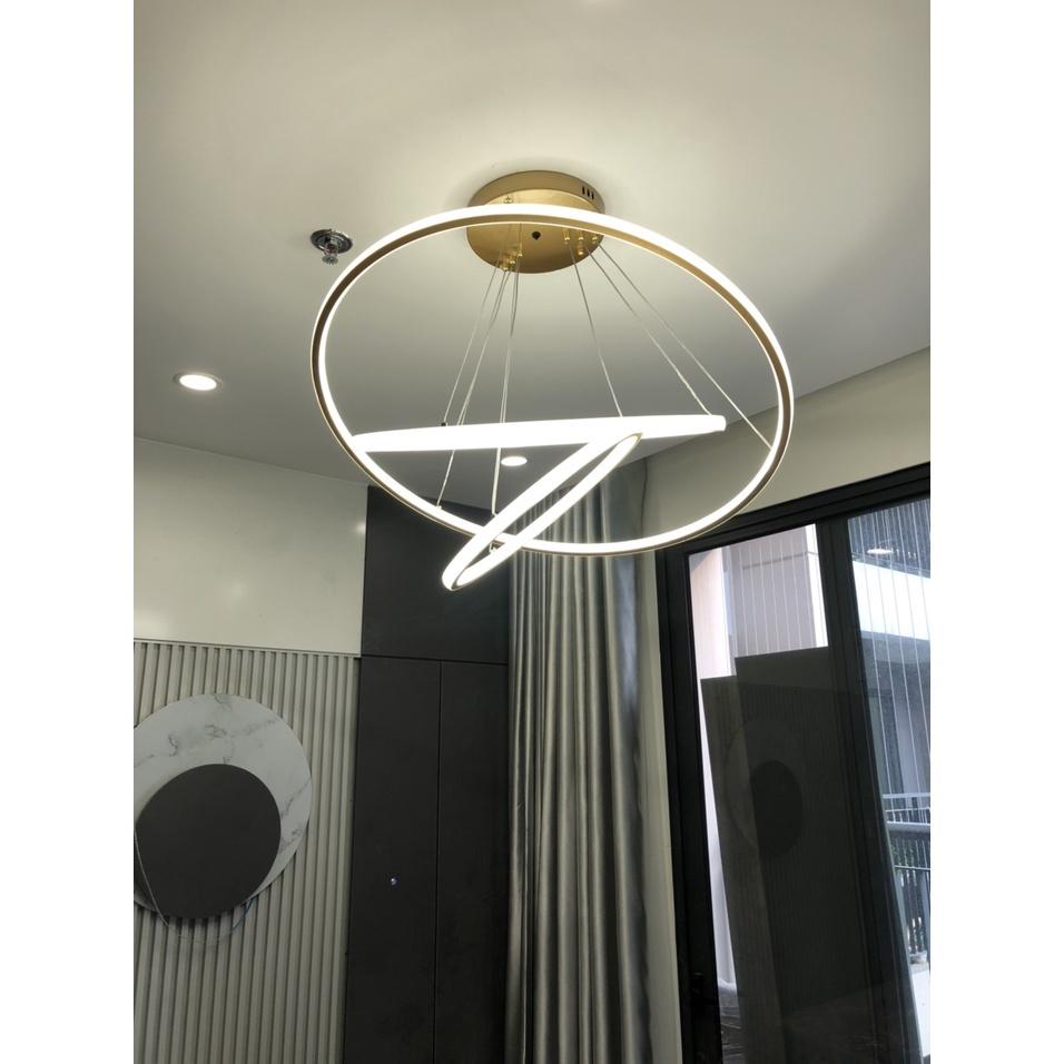 Đèn thả trần 3 vòng to kích thước 40*60*80,ánh sáng led 3 màu,trang trí phòng khách,ngủ,sảnh,nhà hàng,mẫu mới hiện đại