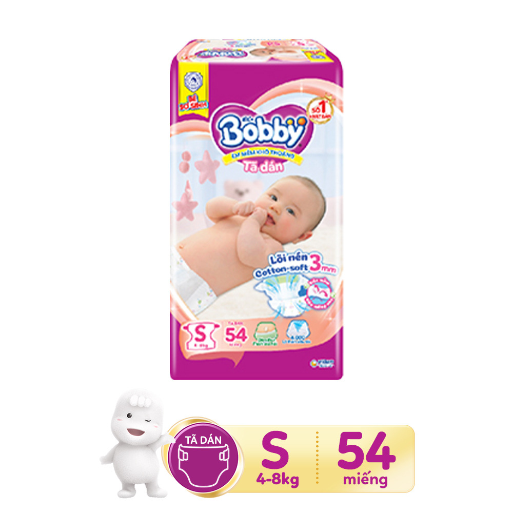 Combo 4 Tã dán Bobby Siêu thấm XS70 - S54 dành cho bé 4-8kg