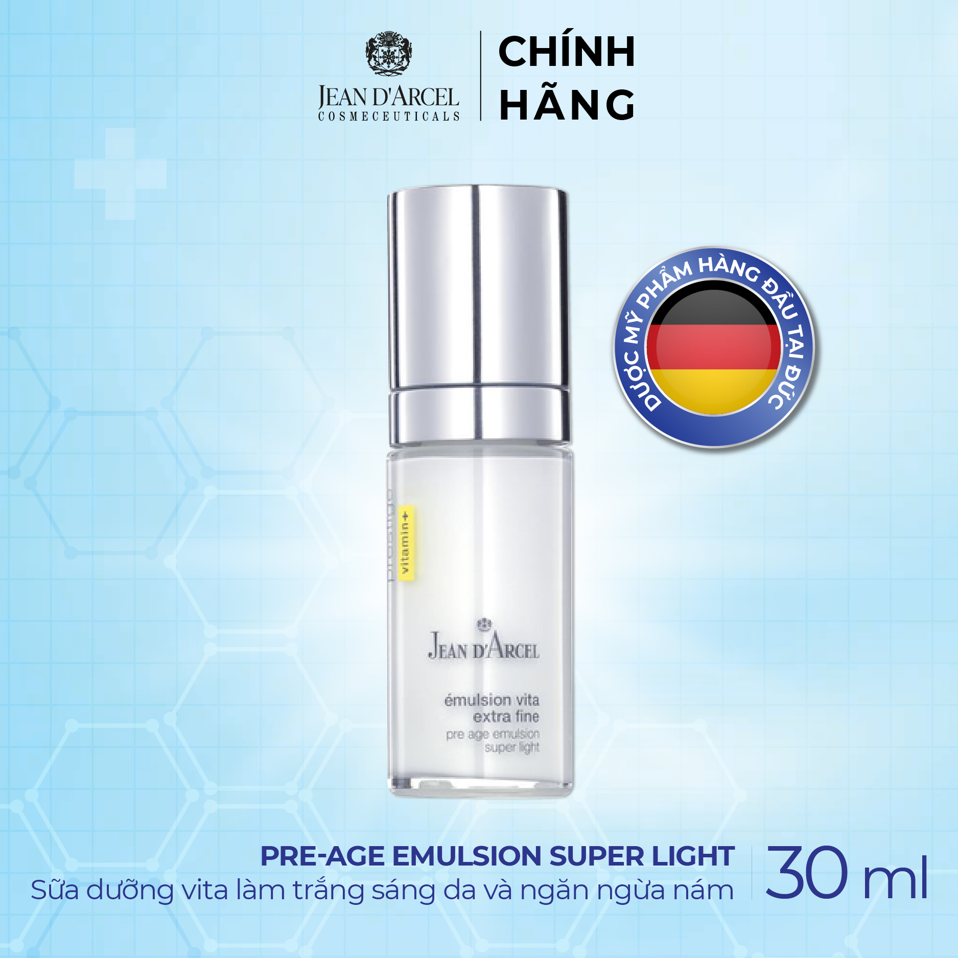 J75 Sữa dưỡng vita làm trắng sáng da và ngăn ngừa nám - Pre - Age Emulsion Super Light 30ml - Jean d'Arcel