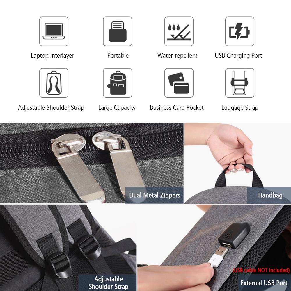Laptop Backpack for 16-inch Laptop Notebook Business Travel Backpack with USB Charging Port Luggage Strap