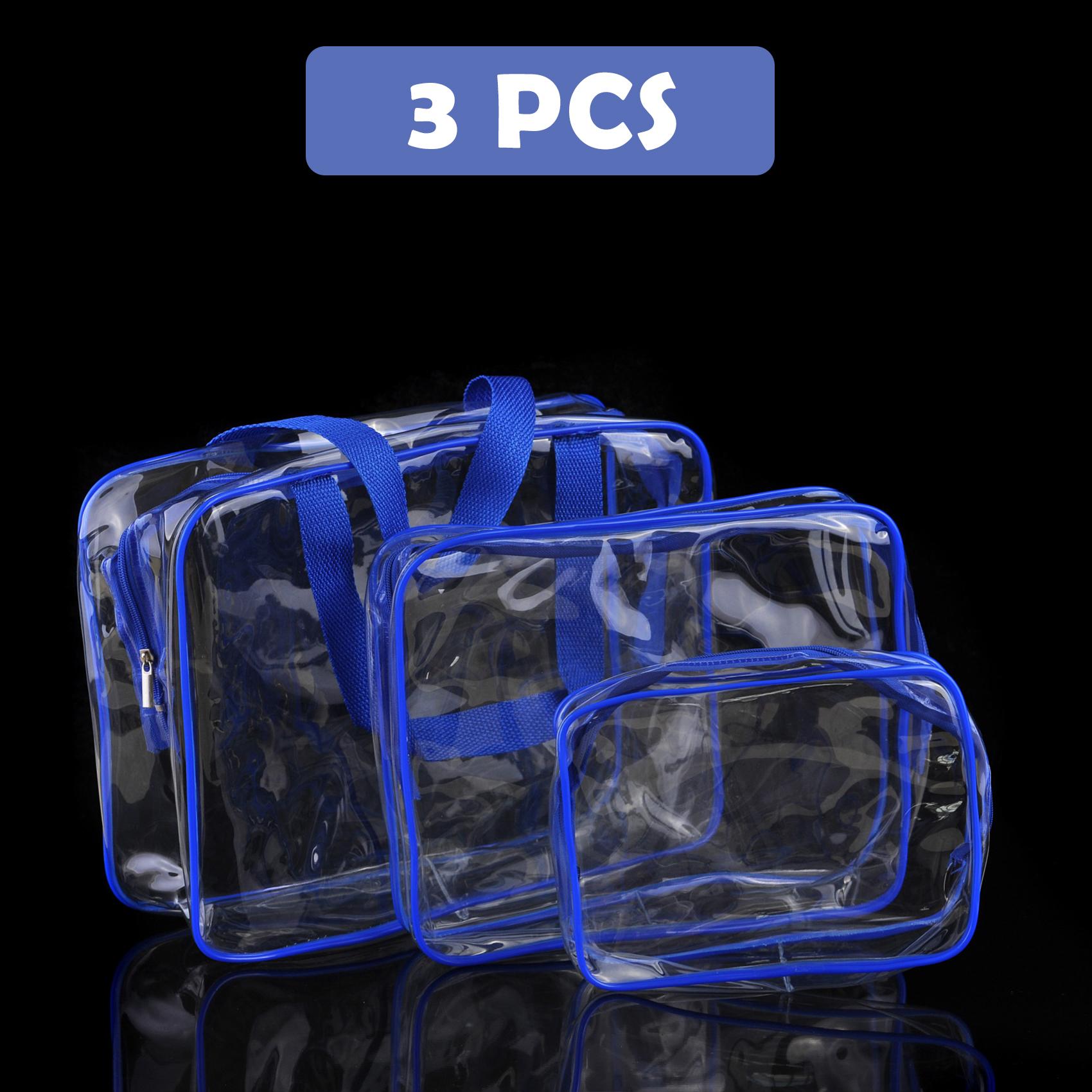 Set 3 Túi Đựng Mỹ Phẩm Trong Suốt Có Khóa Kéo Pvc Chống Thấm Nước