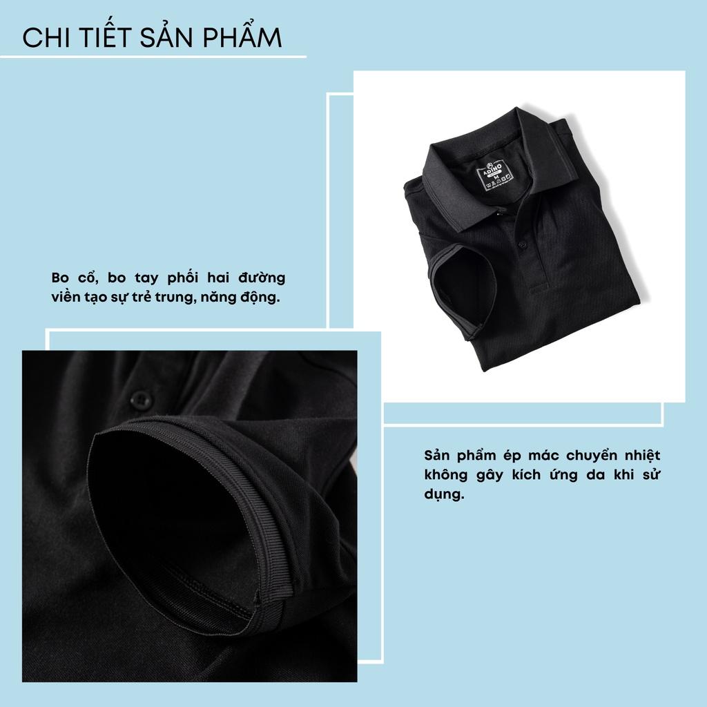 Áo polo nam ADINO màu đen phối viền chìm vải cotton co giãn dáng công sở slimfit hơi ôm trẻ trung AP80