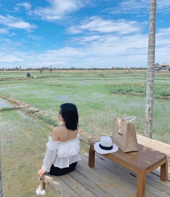 Áo bẹt vai tầng tay dài siêu xinh