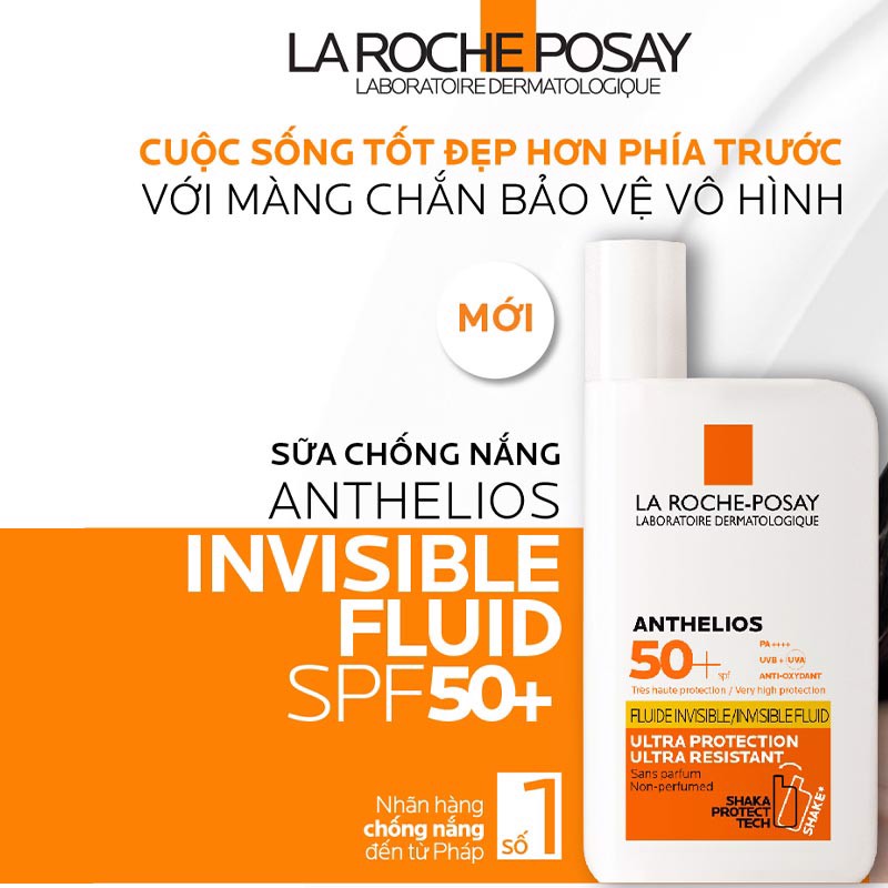 Kem Chống Nắng Dạng Sữa Lỏng Nhẹ Không Nhờn Rít La Roche Posay Anthelios Invisible Fluid SPF 50+ 50ml