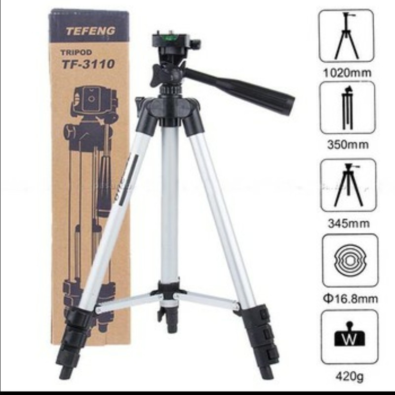 Chân máy ảnh Tripod 3110 khung hợp kim nhôm Kiêm giá đỡ Điện thoại tặng kèm Kẹp