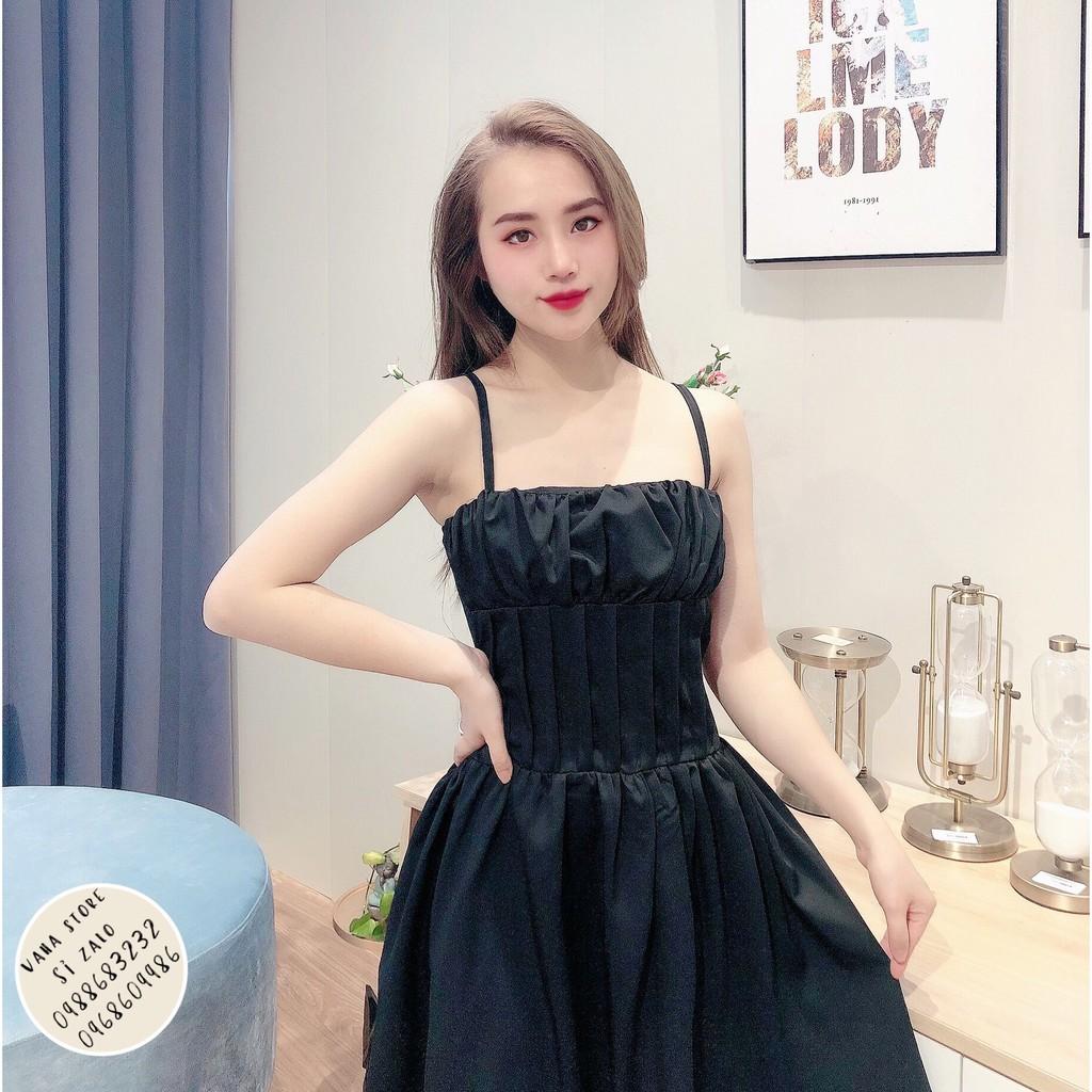 Váy Hai Dây Nhúm Ngực Dáng Xòe Xinh Xắn