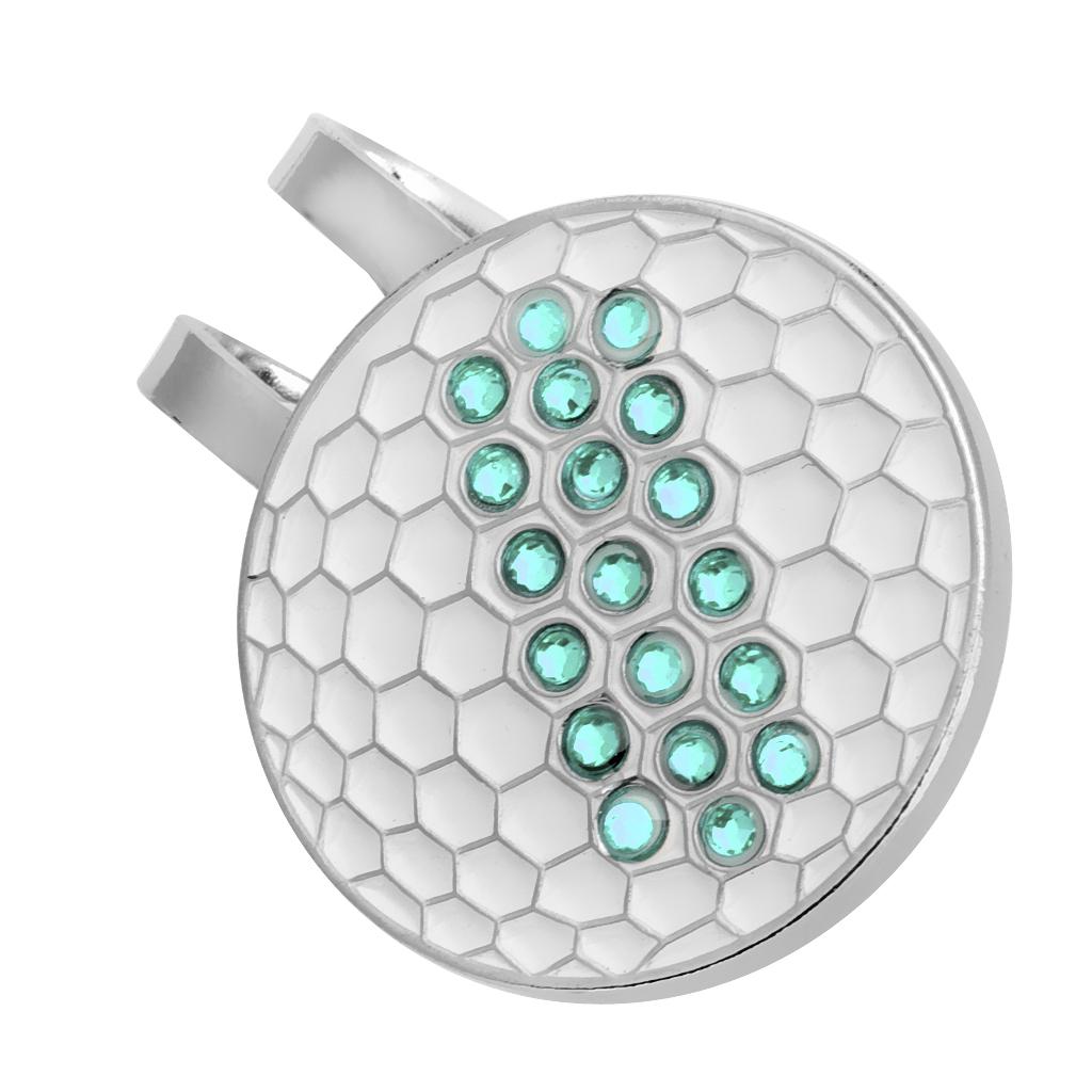 Golf Ball Marker Crystal Drill Cap Clip Marker for Golf Cap Visor White