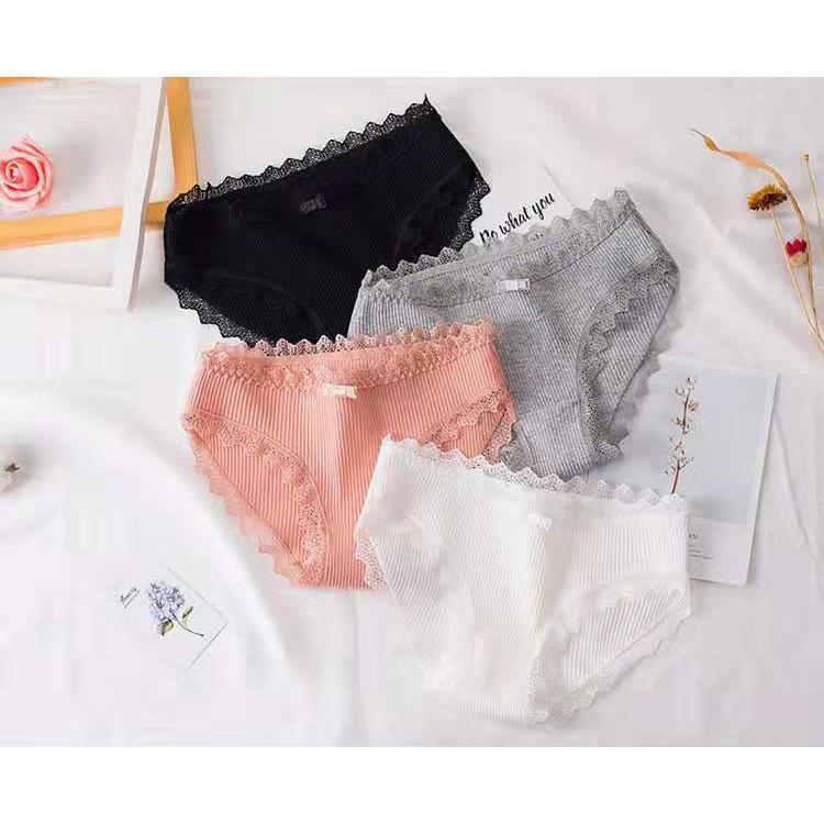 Quần lót cotton sợi tre kháng khuẩn cao cấp viền ren sexy đáng yêu Shoping QL1C phong cách cô bé ngây thơ