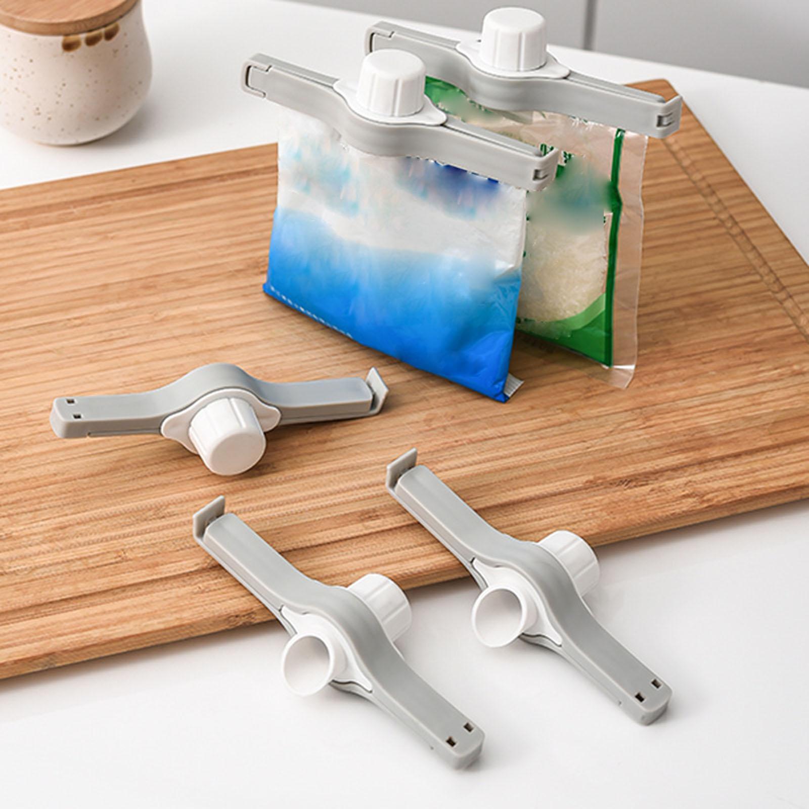 Food Bag Clips with Pour Spout, Kitchen Food Storage Clips, Food Bag Clamp with Spout for Kitchen Supplies