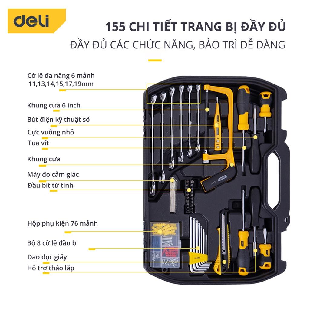 Hộp Dụng Cụ Sửa Chữa Đa Năng Deli 155 Chi Tiết - Chất Liệu Cao Cấp - Công Cụ Đa Dạng, Sử Dụng Nhiều Mục Đích - DL5967