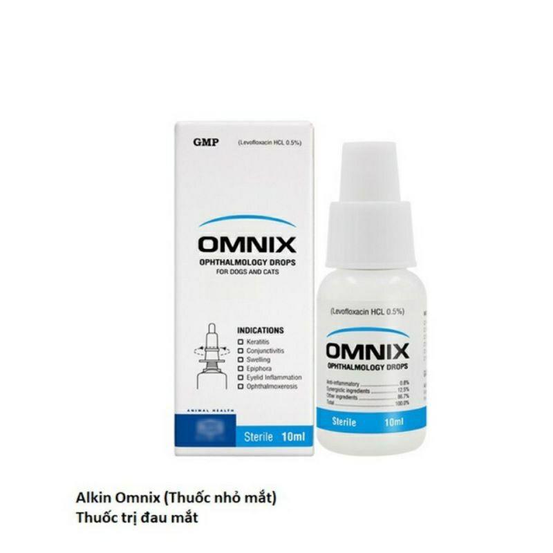 Nhỏ mắt alkin omnix trị viêm kết mạc viêm giữa mạc các bệnh về mắt cho chó mèo