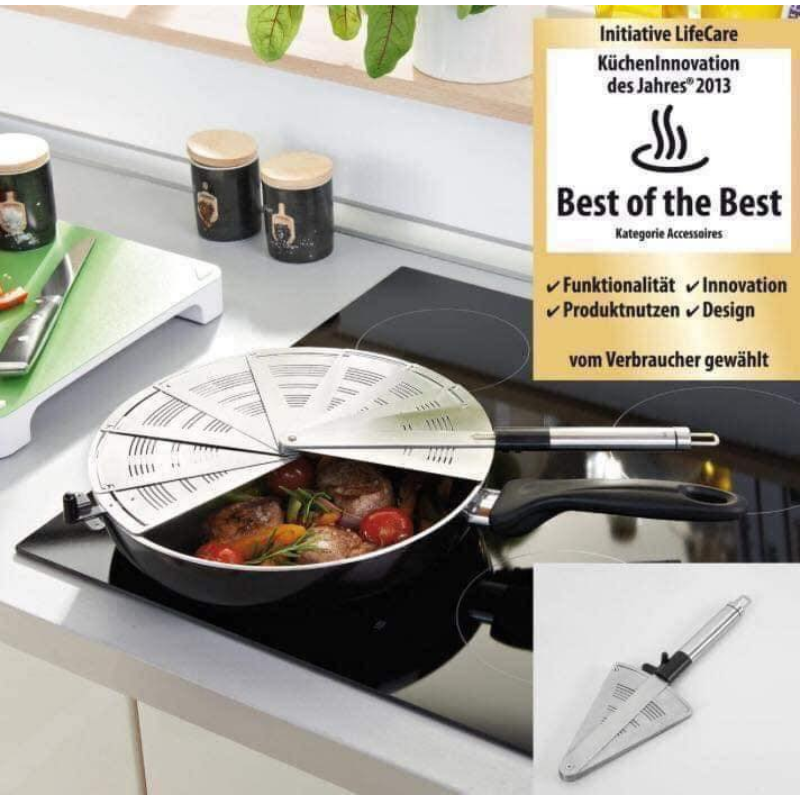 Vung Chắn Dầu LEIFHEIT, Đường Kính 30cm, Chất Liệu Thép Không Gỉ, Dễ Vệ Sinh, Tay Cầm Cách Nhiệt, Nhập Đức