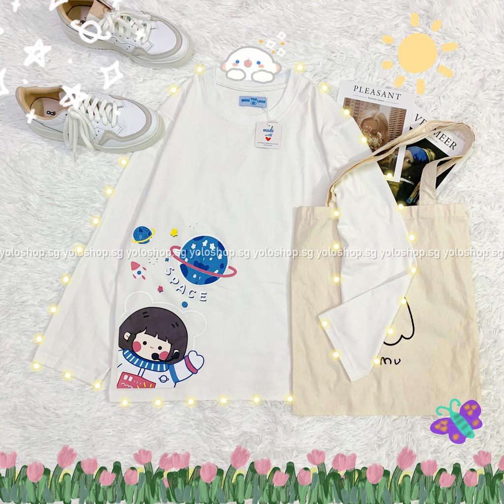 Áo Thun Tay Dài Unisex BÉ GÁI PHI HÀNH GIA Thu Đông