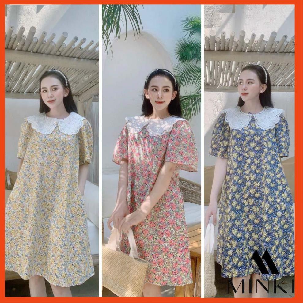 ĐẦM SUÔNG HOA CỔ REN - CHẤT LIỆU THÔ TƠ NHẬP KHẨU - MÀU SẮC HOA HỒNG/VÀNG/XANH _HOT