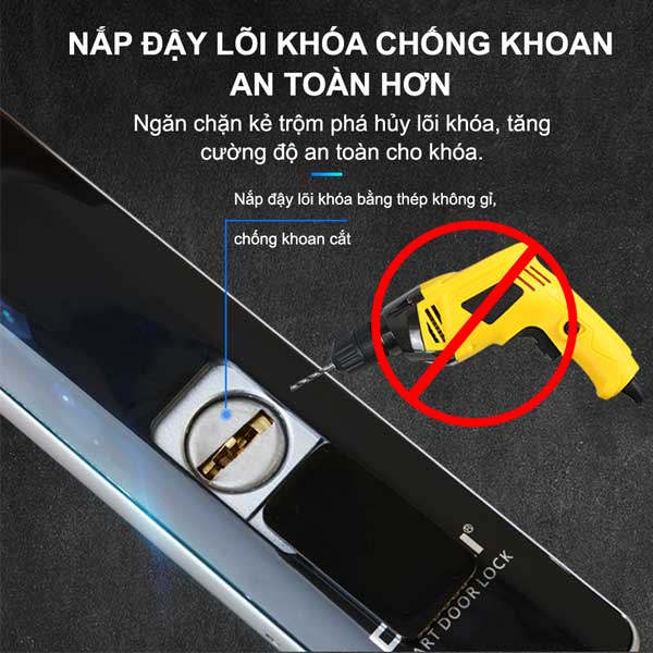 Khóa điện tử thông minh khóa vân tay cửa nhôm PASINI PS01AB35 (Đen) PS02AS35 (Bạc) cho cửa nhôm xingfa, sắt, inox