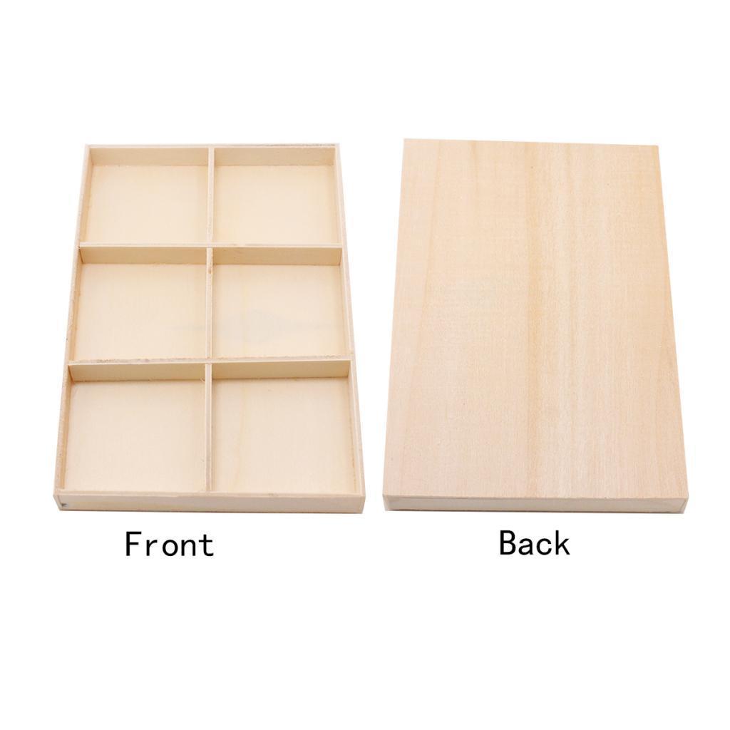 Wooden Jewelry Organizer Chest Storage Box 6 Compartments Tea Box