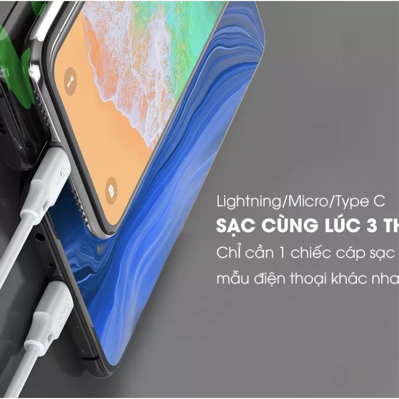 Cáp Sạc 3in1 WEKOME Chống Đứt Gãy HÀNG CHÍNH HÃNG