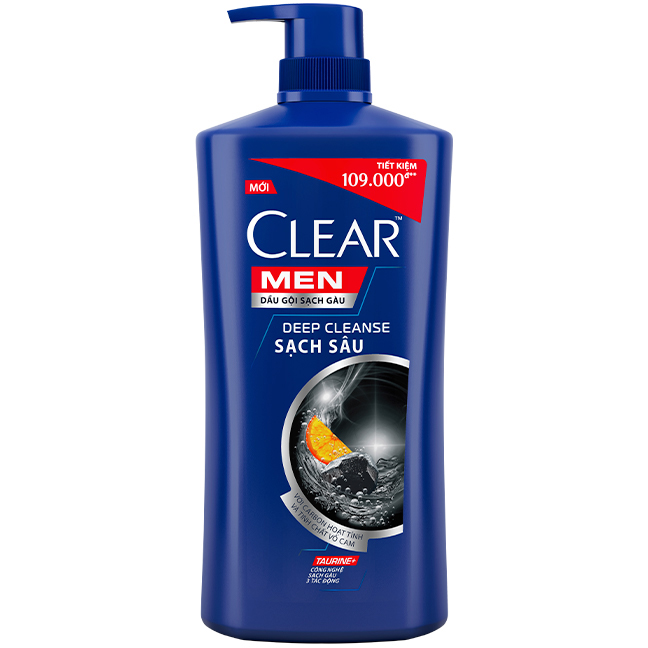 Dầu Gội Đầu Clear Men Deep Cleanse Than Hoạt Tính Đánh Bay Gàu, Ngứa Và Vi Khuẩn Dưỡng Tóc Khỏi Khói Bụi 900G