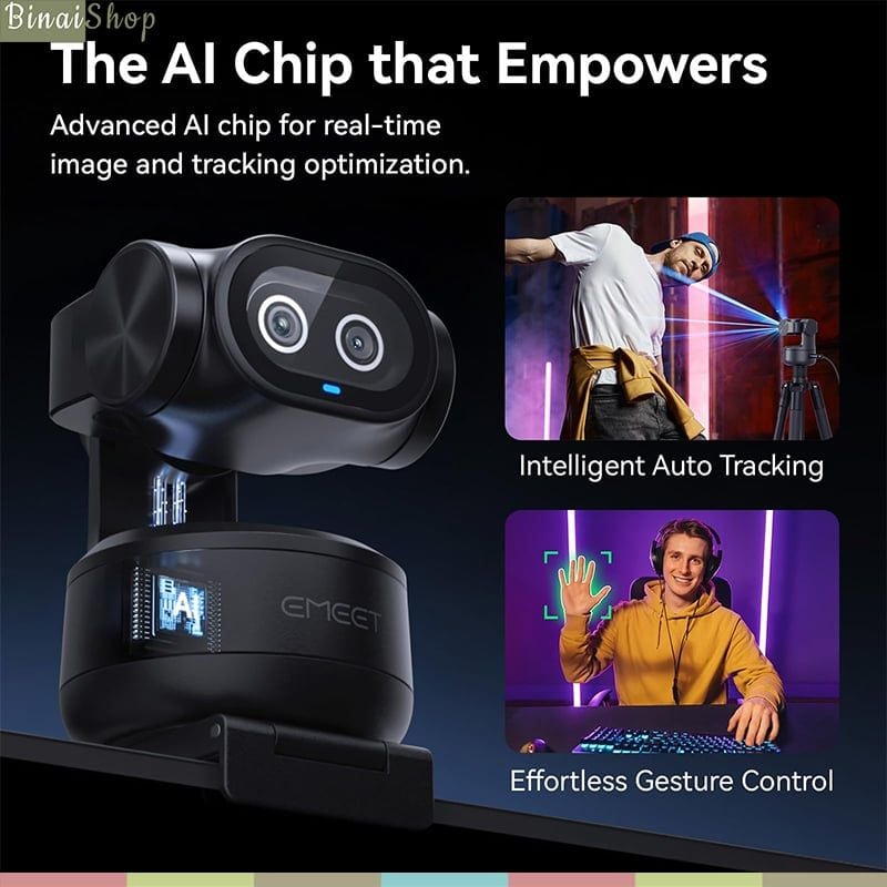 EMEET PIXY - Webcam Kép Theo Dõi AI 4K, Sử Dụng Cảm Biến Sony, 3 Micro Lọc Ồn Dành Cho Dạy Học, Họp Online, Livestream, Tiktok - Hàng Chính Hãng