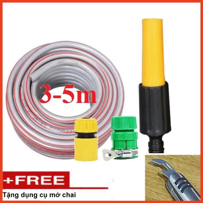 Bộ dây vòi xịt nước rửa xe,tưới cây .tăng áp 3 lần, loại 3m,5m 206622-5 cút sập,nối nhựa vàng+ tặng mở chai