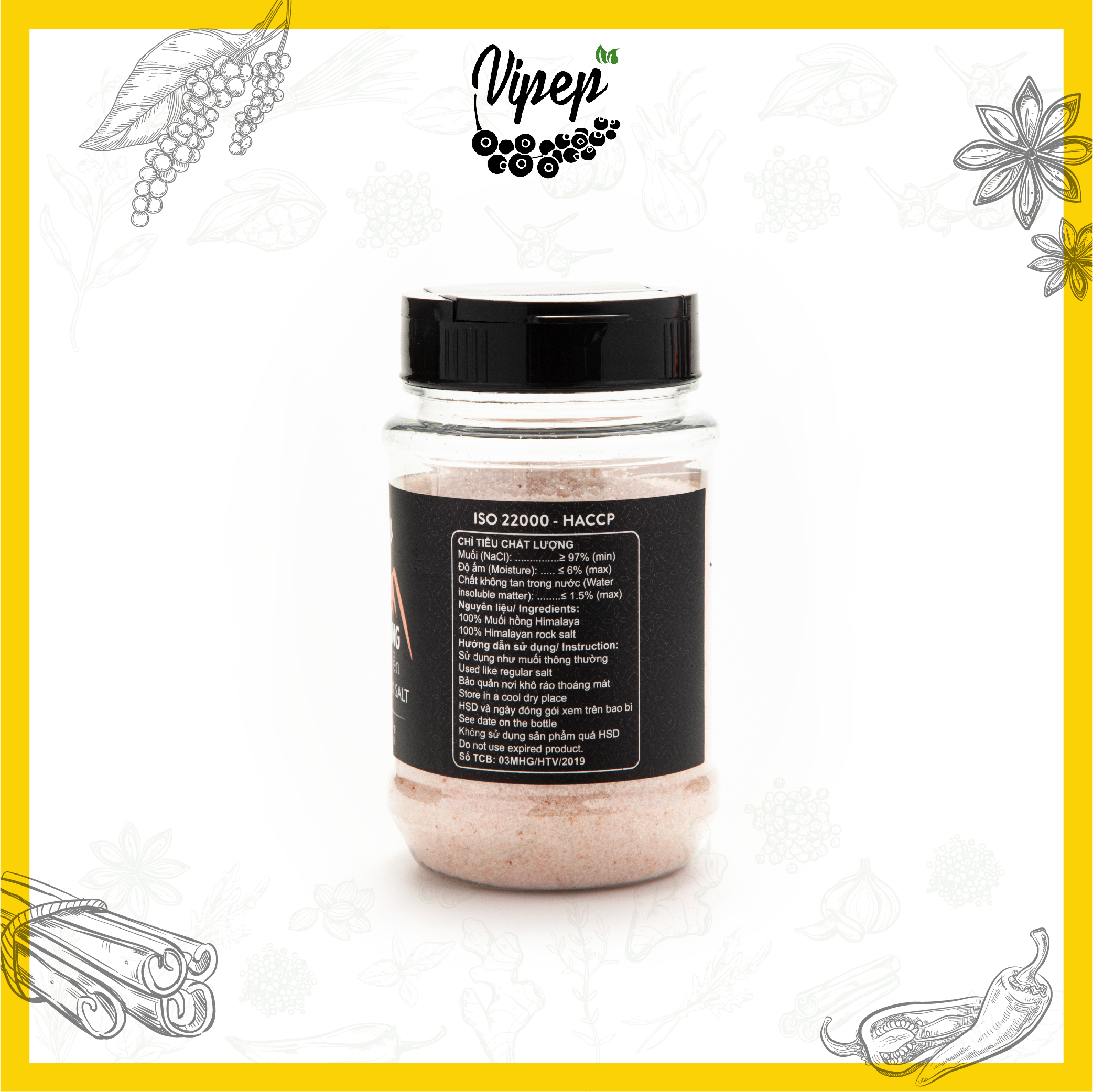 Muối hồng Himalaya Vipep xay nhuyễn, gia vị nêm ướp tiện lợi 200g