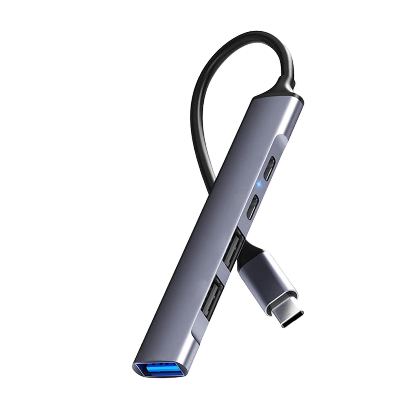 5 in 1 USB Type Hub, 1 USB 3.0 5Gbps Data Transfer PD Fast Charging 2 USB2.0 Ports Compact Splitter Docking Station, for Type C Devices.
