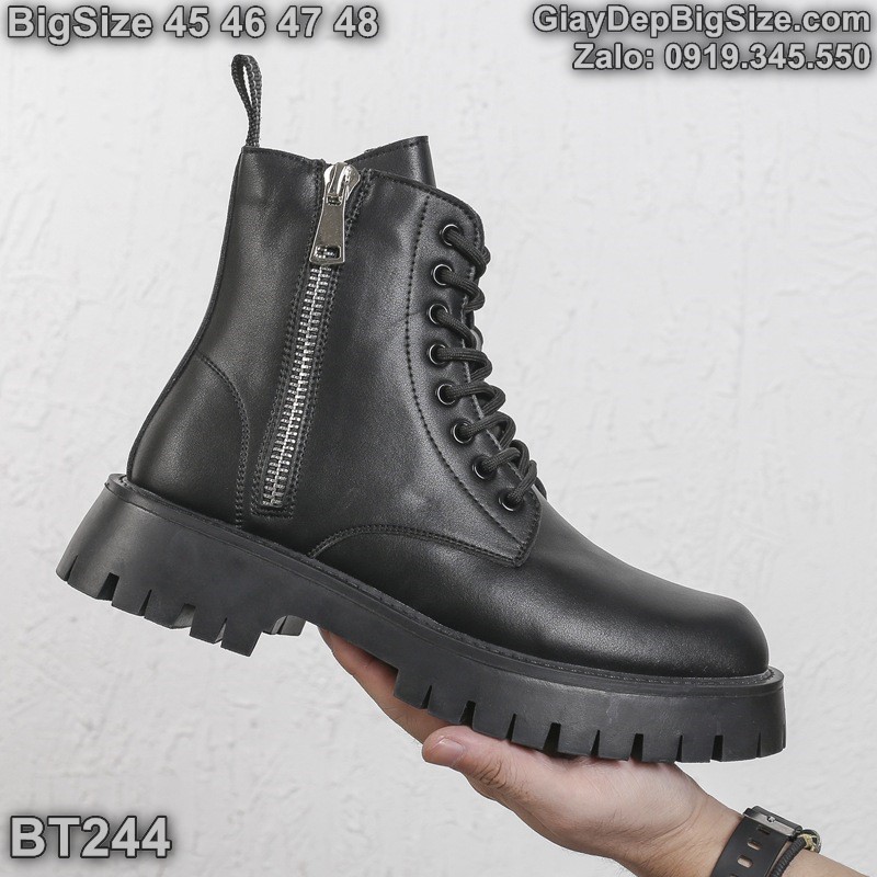 Giày boot (bốt) cổ cao cỡ lớn 45 46 47 48 cho nam cao to chân ú bè. Big size combat boots for wide feet