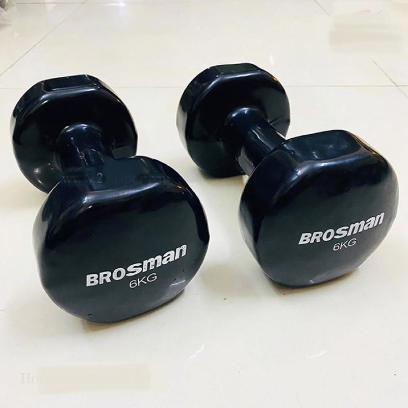 Tạ tay 5kg, tạ sắt bọc cao su Brosman cao cấp loại 5kg - LYLYSPORTS