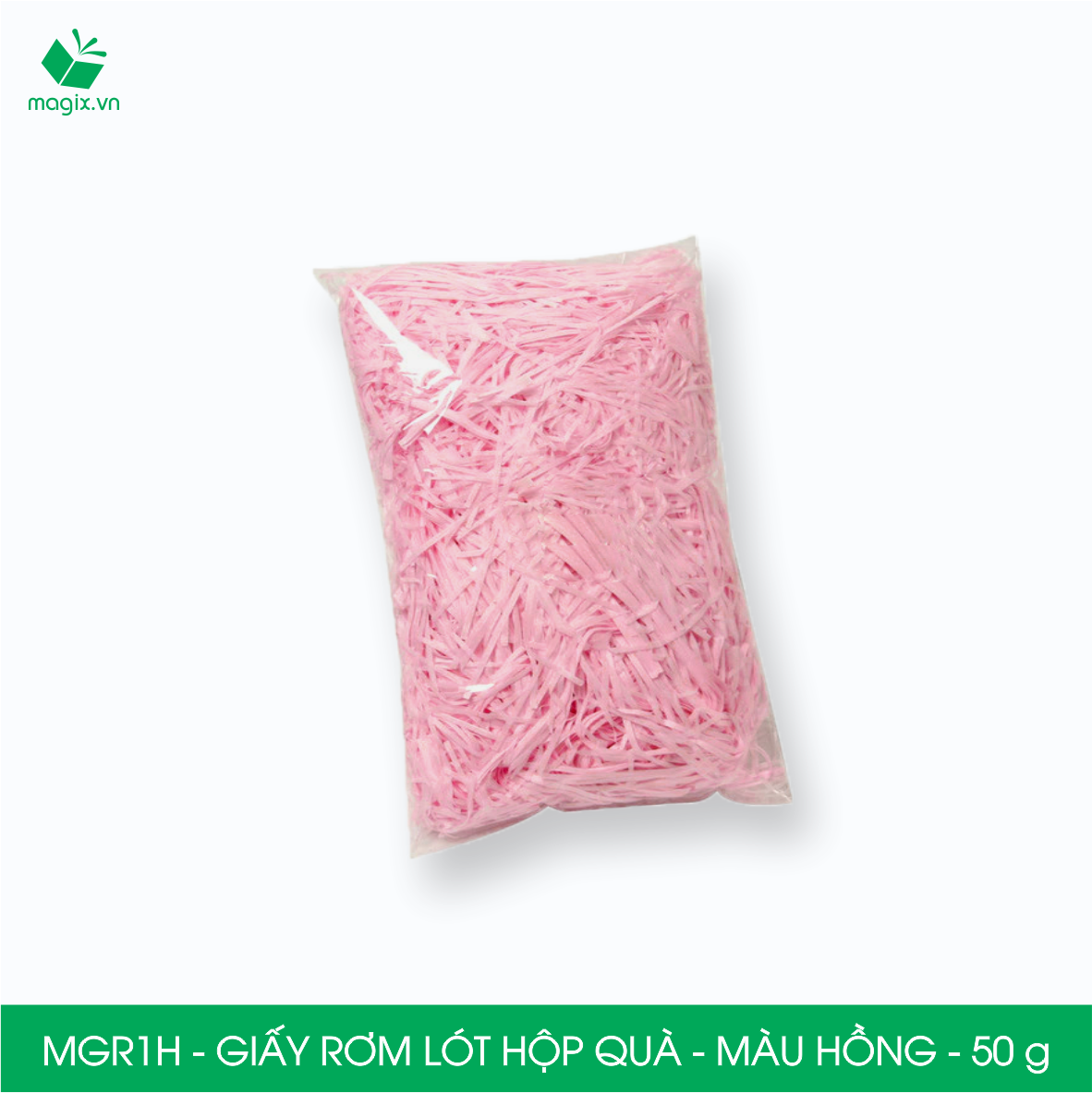 MGR1H - 50g Giấy rơm lót hộp quà màu hồng - Giấy sợi rơm trang trí - Giấy vụn chống sốc