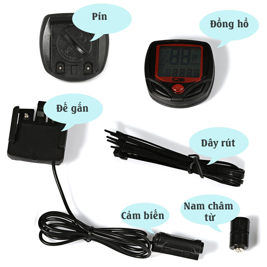 Đồng hồ đo tốc độ xe đạp thể thao 548B Hiển Thị LCD Có Dây Giá Rẻ MaiLee
