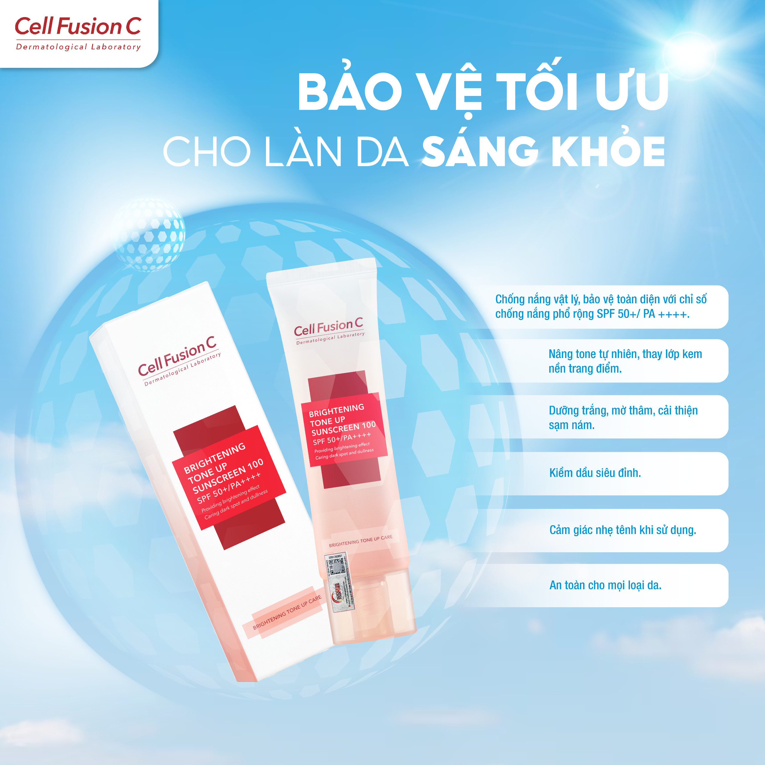 Kem chống nắng Cell Fusion C Hàn Quốc Giúp nâng tông, bảo vệ da khỏi tia UV, phục hồi da xỉ màu và không bết dính