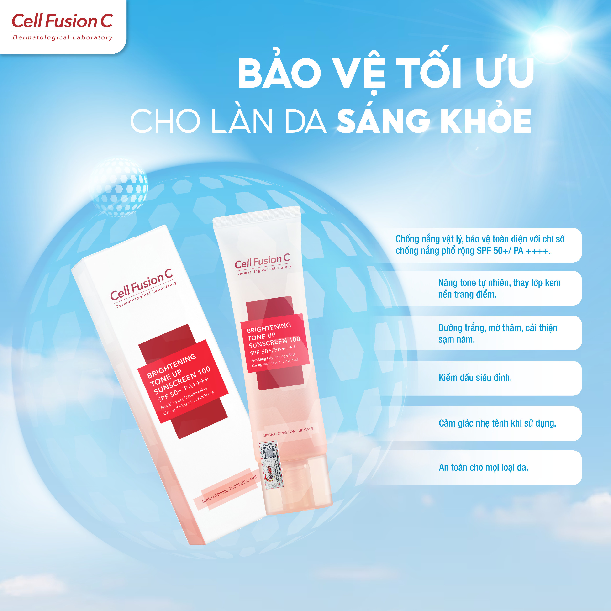 Kem chống nắng Cell Fusion C Hàn Quốc Giúp nâng tông, bảo vệ da khỏi tia UV, phục hồi da xỉ màu và không bết dính 