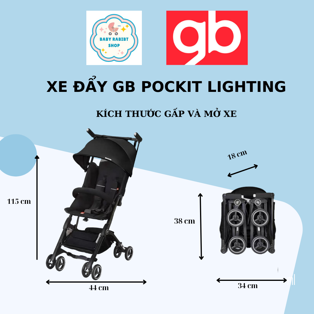 Xe đẩy du lịch gấp gọn GB Pockit Lighting 2023