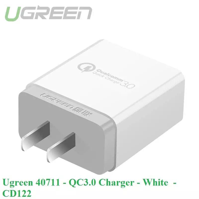 Ugreen UG40711CD122TK 18W màu Trắng Củ sạc nhanh cổng USB chuẩn QC 3.0 - HÀNG CHÍNH HÃNG