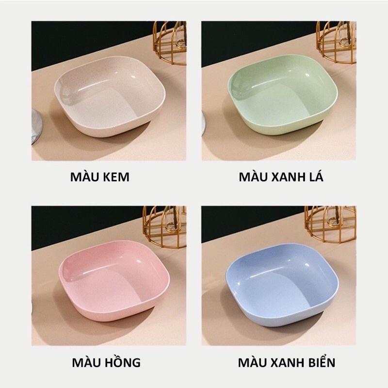 Đĩa Lúa Mạch Vuông Set 8 Chất Liệu Nhựa Lúa Mạch Sinh Học An Toàn Cho Sức Khoẻ