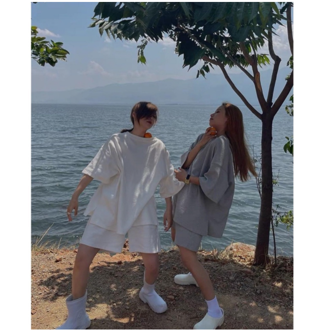 Bộ đồ nữ áo tay lỡ quần sooc dáng thụng chất tổ ong freesize thời trang mùa hè trẻ trung năng động
