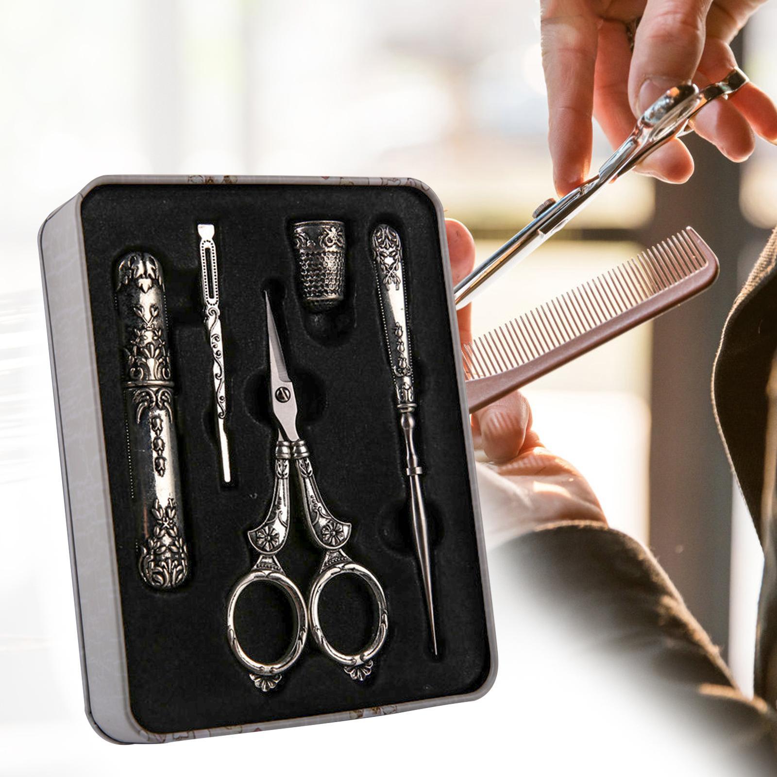 Embroidery Scissors  European Style Sewing Scissors Portable Metal Lightweight Awl Threader Antique Style Sewing Tools for Craft Supplies