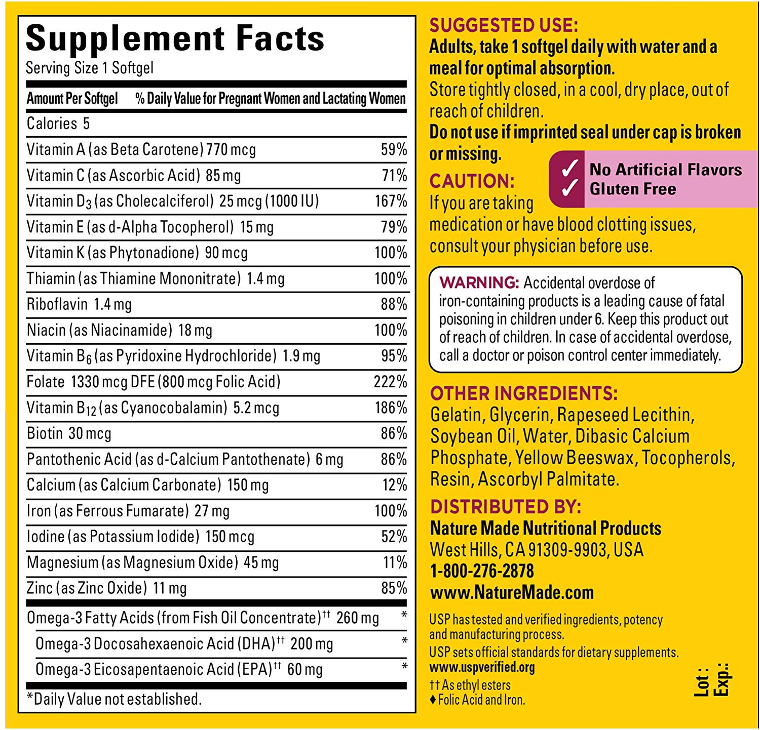 Thực phẩm chức năng cho bà bầu Nature Made Prenatal Multi + DHA