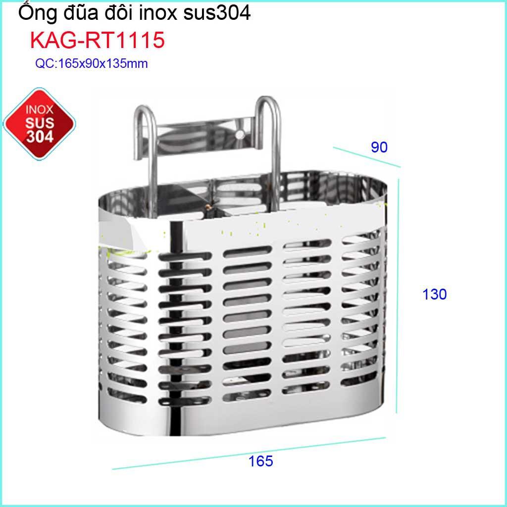 Ống đũa đôi bầu KAG-RT1115, ống đựng đũa nhà bếp inox dập khuôn SUS304 sáng bóng thiết kế đẹp siêu bền sử dụng tốt