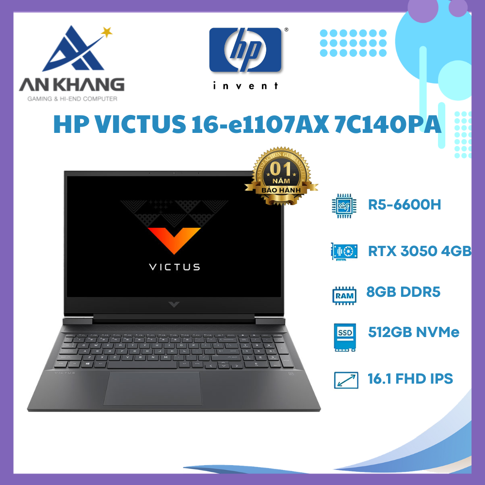 Laptop HP VICTUS 16 e1107AX 7C140PA (R5- 6600H/8GB/512GB/RTX 3050/16.1&quot; FHD 144Hz/Windows 11) - Hàng Chính Hãng - Bảo Hành 12 Tháng